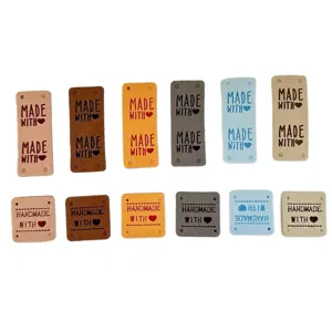 Colorful faux suede handmade labels with embossed letters for DIY hat clothes and crafts decor
