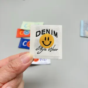 Cute smiley face embroidered cloth patch DIY clothing denim accessories woven label badge