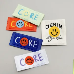 Cute smiley face embroidered clothing labels DIY patches for hats bags garments accessories.