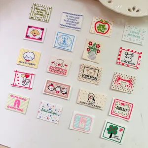 Simpatiche etichette in tessuto colorato stile coreano per abbigliamento bambini borse fai da te.