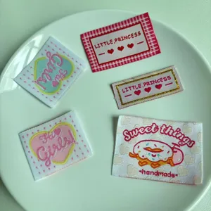 Handmade embroidered fabric labels cute patches for clothing bags and sewing decor