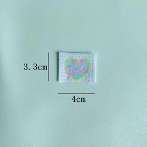 Handmade cloth label embroidery heart patch for clothing bags sewing accessories details