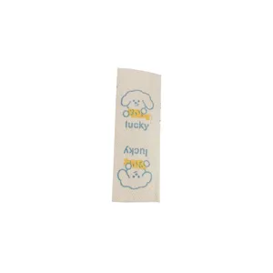 Pure cotton woven label fold tag cute puppy design clothing accessories DIY patch