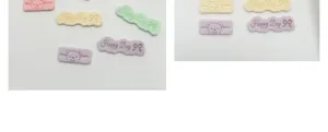 Etiquetas de cuero microfibra macaron con bonito lazo de oso para manualidades DIY.