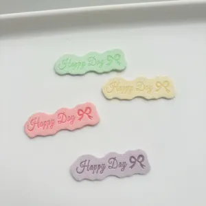 Etiquetas de cuero sintetico macaron con lazo para accesorios de pelo DIY y bolsos