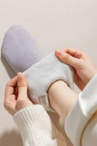 Women thick fleece lined thermal winter mid tube cozy socks soft fluffy indoor sleep socks