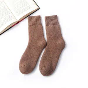 Herren Winter dicke warme Wolle Crew Socken braun gerippt weich thermisch Strumpfwaren