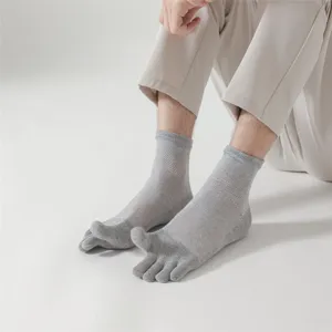 Calcetines de cinco dedos de malla transpirable para hombre, calcetines grises de verano.