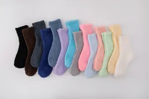 Chaussettes douillettes en polaire corail, chaussettes de nuit en peluche douce macaron.