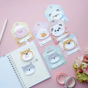 Cute cartoon animal sticky notes memo pads set with backing cards for students journaling.
