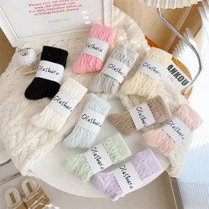 Women's Thickened Fluffy Warm Sleep Socks Winter Cable Knit Fuzzy Cozy Soft Long Tube Socks For Home Indoor Use