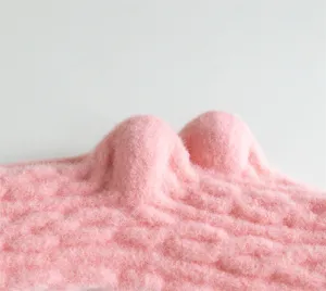 Pink plush fuzzy warm socks featuring unique soft texture, cozy winter home essential.
