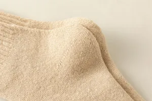Close-up shot showing the knit texture and heel structure of the men's winter wool warm socks.