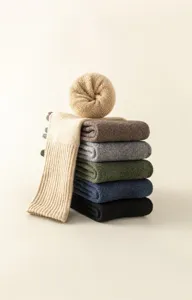 Men winter thermal wool crew socks thick terry cushion warm outdoor socks multi-color pack set