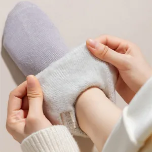 Women's thick fleece-lined thermal winter socks for cozy home sleep and postpartum wear.