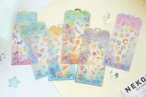 NEKONI holografische Kristall Epoxidharz Aufkleber Set mit Tieren, Schmetterlingen und Zahlen.