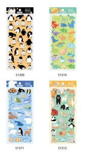 Cute 3D animal foam stickers set, penguin dinosaur ocean wild designs, DIY journal decor.