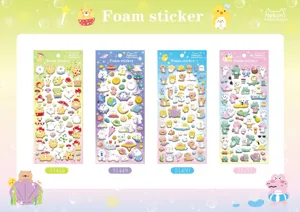 NEKONI cute animal foam sticker pack detail view, lovely cartoon design for phone and cup decor