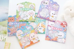 Cute Nekoni laser animal stickers pack for journaling, DIY crafts and cute stationery lovers.