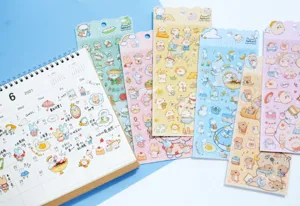 Adesivi decorativi per diario in PVC con animali carini, fogli di adesivi dettagliati.