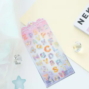 Detailansicht NEKONI Kristall Epoxid Buchstaben Zahlen Aufkleber für Handy Journaling Dekor