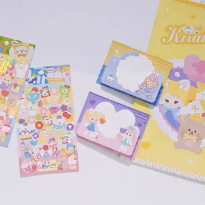 Ensemble de blocs-notes et d'autocollants de fille de dessin animé Kirakoko mignon.
