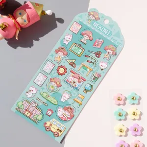 Nekoni adesivo PVC impermeabile carino Puff Girl per decorazione telefono e taccuino.