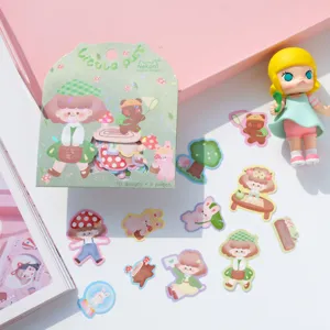 NEKONI simpatico pacchetto di adesivi decorativi con ragazze cartoon per diario e fai da te.