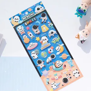 NEKONI Space Panda 3D Puffy Foam Stickers Cute Cartoon Astronaut DIY Stationery Decal Sheet