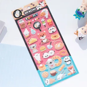 Cute NEKONI 3D puffy foam stickers featuring lovely pandas, foxes, and cute food designs for journals.