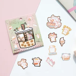 Cute Nekoni cat decorative stickers set detail view, perfect for journal and scrapbooking.