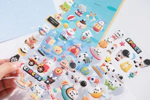 Cute 3D puffy foam stickers with cute animal, circus and space designs for journaling.