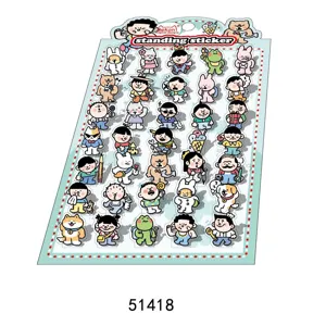 Cute cartoon character and animal series DIY 3D standing sticker sheet, perfect for decoration.