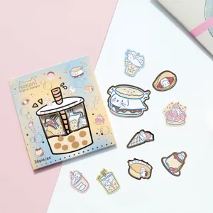 Nekoni cute sticker set detail, 36 pieces aesthetic journal stickers for scrapbooking.