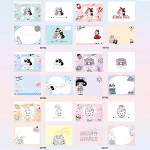 Cute cartoon girl and rabbit design memo pads detail showing various inner page patterns.