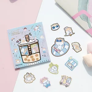 Close-up view of Nekoni cute cartoon dog decorative stickers set with colorful packaging and pieces.