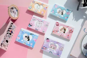 Cute NEKONI memo pads sticky notes with dual color inner pages and adorable illustration designs.