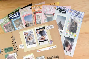 Detailed view of Nekoni decorative sticker sets and DIY photo album for scrapbooking and crafts.