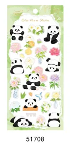 Nekoni mignon panda et rétro fleur décoratif autocollant détail, matériel PVC de qualité.