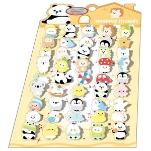 DIY 3D Cartoon Animal Character Decorative Standing Stickers Cute Creative Paper Craft Stationery For Journal Scrapbooking