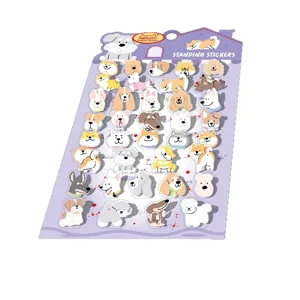 Cute cartoon dog standing stickers DIY decorative card set for crafts and scrapbooking.