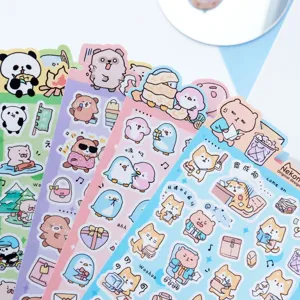 Cute cartoon animal stickers for journaling, decorative adhesive planner stickers for daily use.