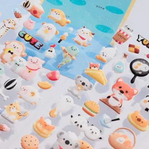 Cute 3D puffy foam sticker sheet featuring adorable animal panda, bear, and koala designs.