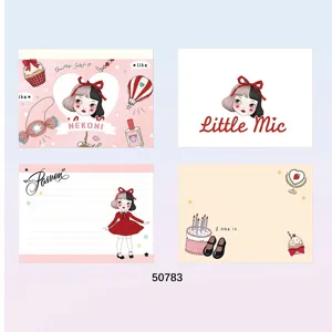 Cute NEKONI memo pad cute girl design stationery notepad aesthetic journal supplies 4pcs