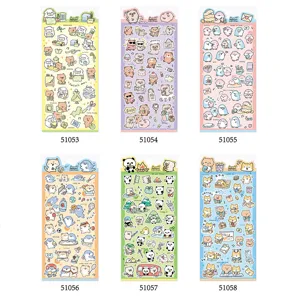 Cute Nekoni animal daily sticker sheets set, decorative journaling stationery items for kids.