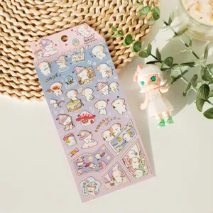 Cute Nekoni magic dog waterproof PET stickers for phone case, water bottle, and journal deco.