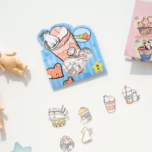 Close-up detail of NEKONI cute cat and dessert decorative stickers, featuring 36 pieces.