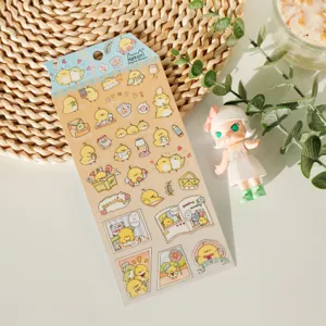 Cute cartoon chick PET decorative stickers for journaling phone case and water bottle DIY