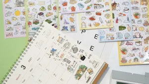 Cute waterproof PVC sticker sheets cartoon animal city travel planner stationery decors pack