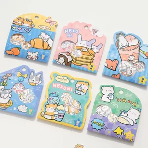 NEKONI Cute Animal Food Theme Decorative Stickers Cartoon Bunny Bear Dog Journal Scrapbook Stickers